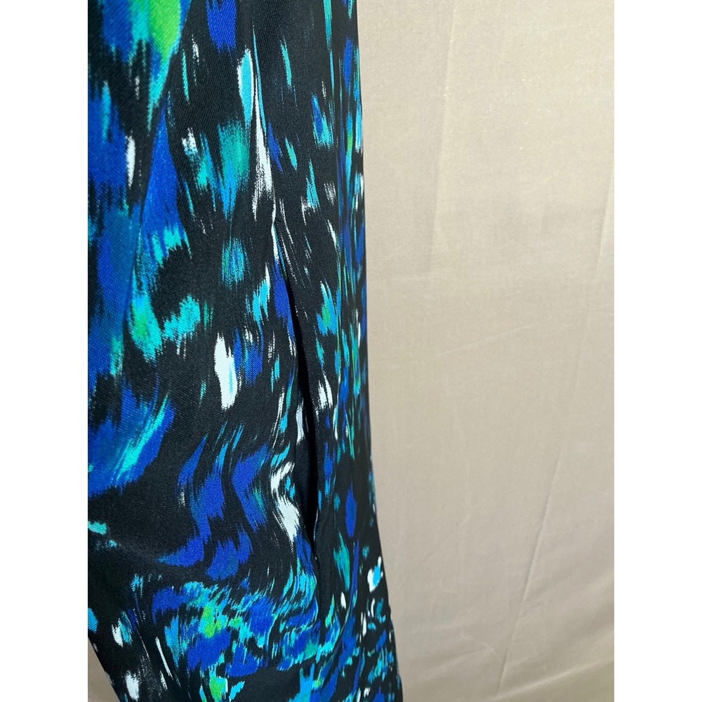 AB Studio Womens Size 12‎ Abstract Blue Green Ikat Print Sleeveless Shift Dress - Picture 7 of 11